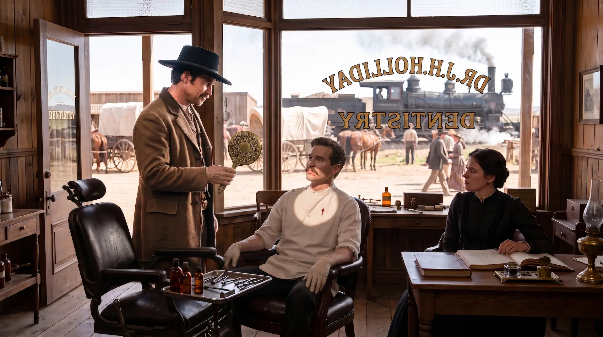 Wyatt Earp, Doc Holliday, and Big Nose Kate in the Center Street Dental Surgery
